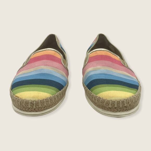Anne Klein Flex Zamina Rainbow Striped Fabric Espadrille Loafer Flat 7.5 - Picture 2 of 8